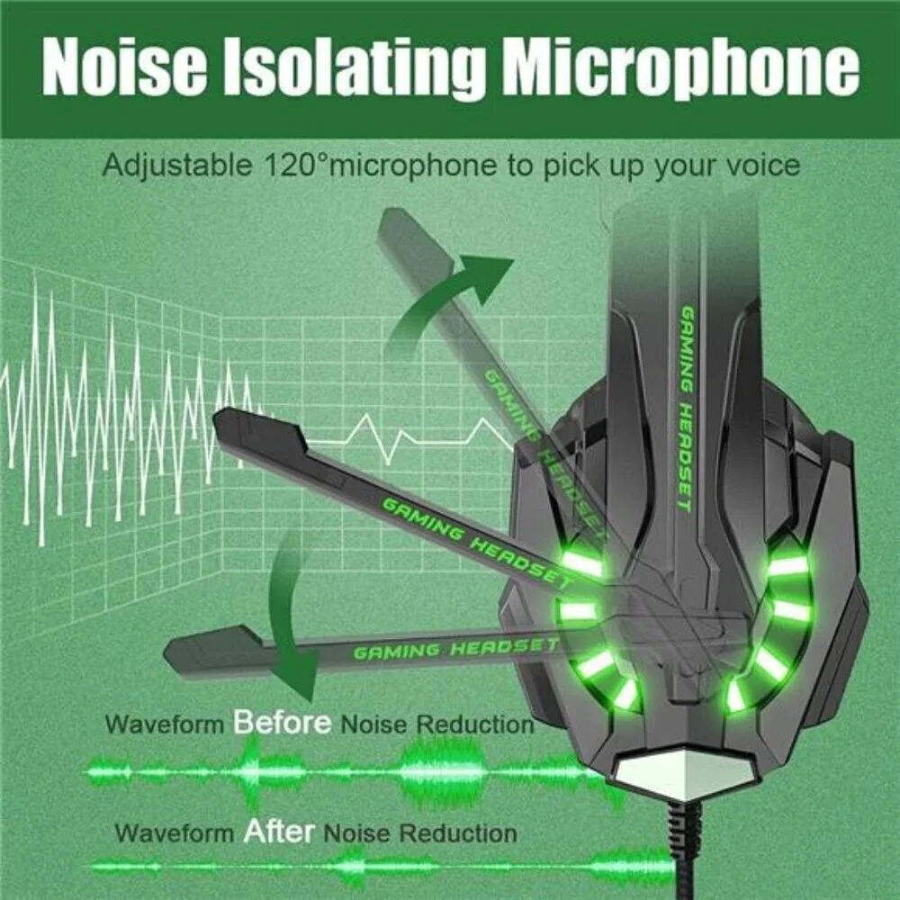 G9000 Stereo Gaming Headset for PS4 PC Xbox One PS5 Controller Noise Cancelling